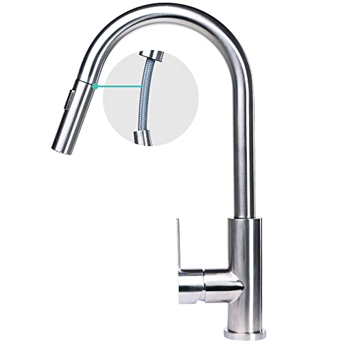 Mizzo Trigo Küchenarmatur mit Ausziehbare Brause und 2 Strahlarten | 360°...
