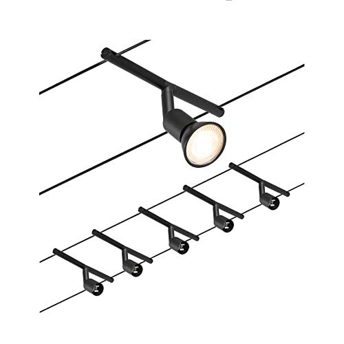 Paulmann 94446 CorDuo Set Système de Câbles Salt DC 5 x 10 watts max, Éclairage Extensible Noir Mat Câble Métallique Matière Plastique GU5,3 Système de Câbles sans Ampoules