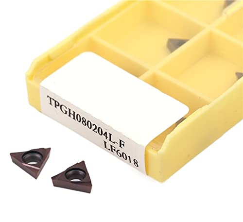 AALLYN Indexable Carbide Lathe Tool 10pcs TPGH080204L TPGH090204L-F LF6018 Carbide CNC Lathe Turning Tools Metal Cutter Blade for Stainless (Size : TPGH080204L-F LF6018)