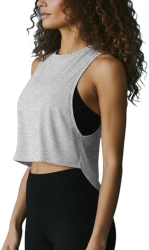Sanutch High Neck Athletic Tops Womens Workout Tank Tops Cropped Muscle Tank for Women