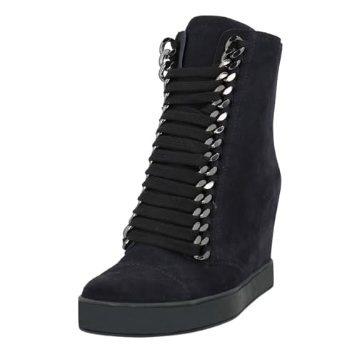 FSJ Women Wedge Heel Platform Ankle Boots Chain Lace-up Chunky Combat Booties Round Toe Pumps Zipper Fashion Sneakers Size 4-16 US