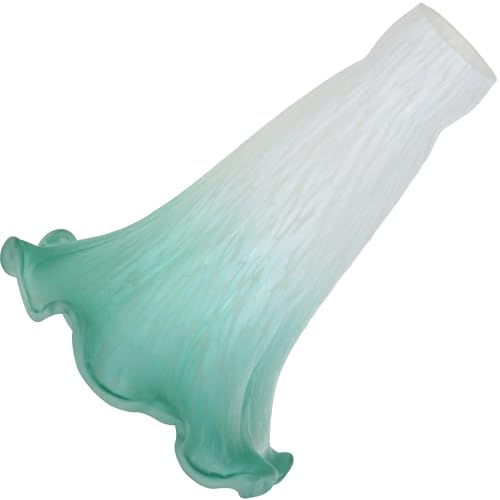Bieye LS08S Lily Flower Blown Glass Lampshade (White Cyan, Opening I.D. 0.87" x O.D. 1")