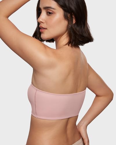 Image of INLYRIC Women's Inbarely Strapless Bandeau Bra Bralette Tube Top Seamless Comfortable Stretchy Non Padded Bras Tops