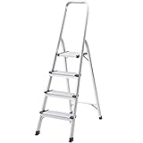 山善(YAMAZEN) 脚立 4 段 幅45×奥行88.5×高さ147cm 耐荷重100kg 折りたたみ アルミ 軽量 幅広 滑り止め付 はしご 踏み台 室内 屋外 ステップKBE-4