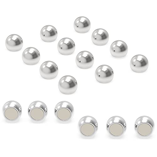 Ant Mag Push Pin Magnets - 18 Pack Metal Magnetic Push Pins Round Semi Spherical Pin Magnets Mini Silver Perfect for Whiteboard Magnets Office Magnets Map Magnets Refridgerator Magnets