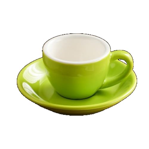 AKILER ラテカップ コーヒーカップ 陶器ラテボウル コーヒーラテ ラテアート カップ&ソーサー セラミック大容量コーヒーカップ&ソーサーセット ヨーロピアンスタイル カプチーノ ラテカップ (ライトグリーン)