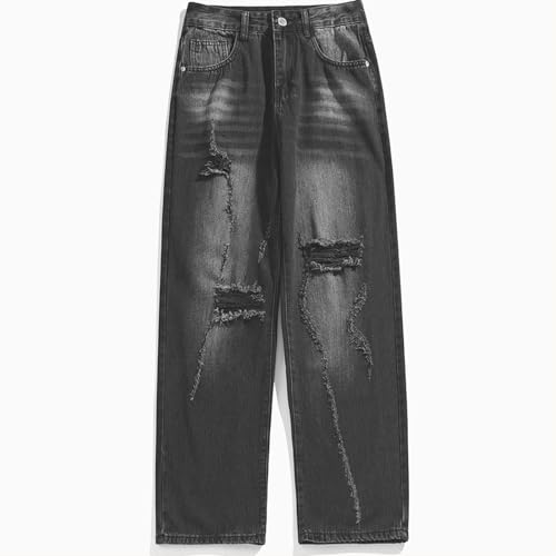 Generico Vaqueros de hombre para el tiempo libre Baggy Jeans elásticos de mezclilla Hip-Hop Pantalones cargo de Denim Elástico para Hombre Estilo Skateboard y Street Dance Streetwear Vintage, Negro