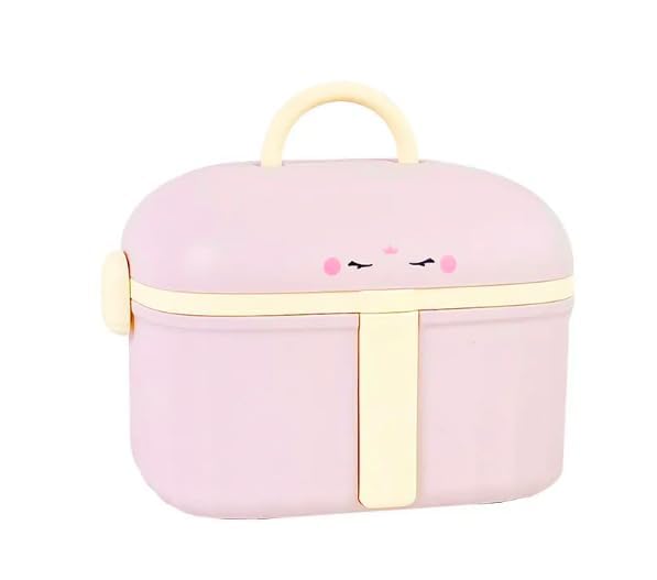 GNEY Cute Portable Makeup Organizer Box with Handle – Large Capacity Cosmetic Storage Case with Tray, Locking Design, Travel-Friendly Vanity Organizer for Skincare, Jewelry & Accessories (Pink)-image-24
