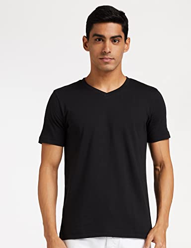 Image of Amazon Brand - Symbol Men's Solid Cotton T Shirt | Plain | V Neck | Half Sleeve-Regular Fit | Combo Pack of 3 (Available in Plus Sizes)