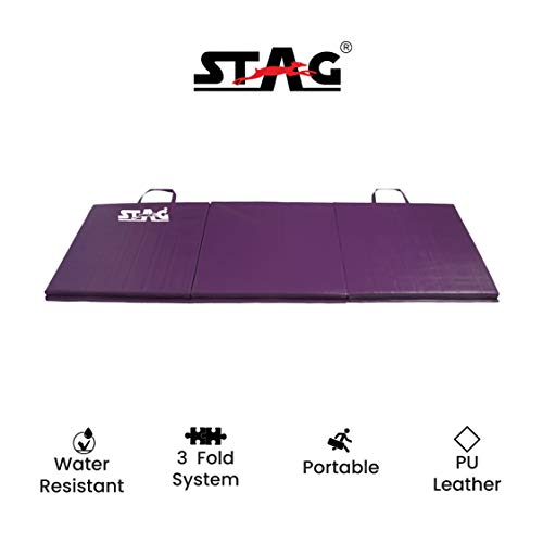 Image of STAG Multi-Purpose Foldable Fitness MAT 180 CM X 60 CM X 40 MM | Use as Tumbling mat, Gymnastics mat, Crash pad | Thick Foam | for Both Men and Women