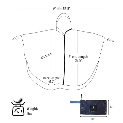 SaphiRose Adults Rain Poncho Waterproof Raincoat Hood with Pocket (Starry Night Over the Rhone) - Thumbnail 7