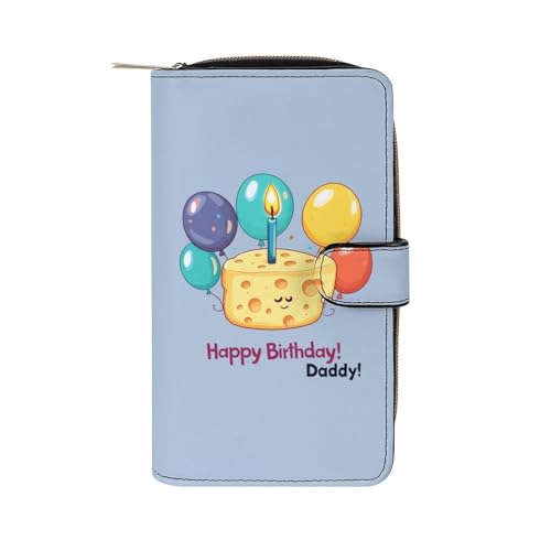 Happy Birthday Daddy Women's Long Wallets Leather Card Holder Purse Zippered Buckle Clutch Handbag