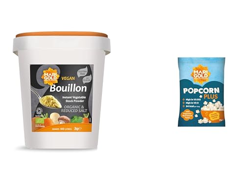 Image of Marigold Organic Reduced Salt Vegetable Bouillon Powder 2kg + Free Popcorn – Instant Vegan Stock Powder, 38% Less Salt, Natural Ingredients, Gluten-Free – Perfect for Soups, Stews & Sauces.
