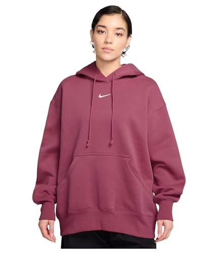 Nike Women's Standard Sportswear Phoenix Fleece Oversized Pullover Hoodie, Sweet Beet/Sail