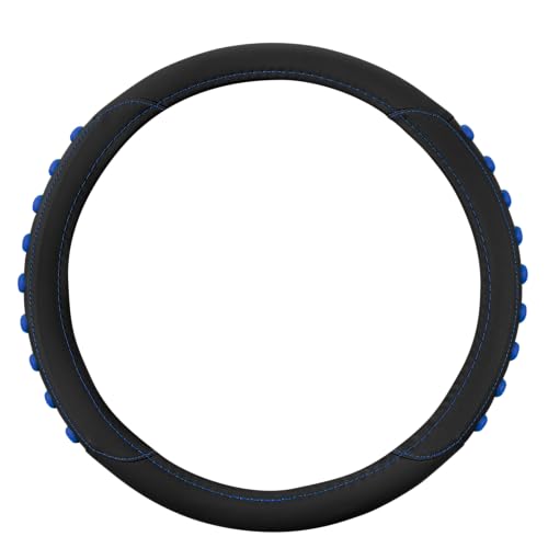 Image of Motor Trend FlexGrip Blue Steering Wheel Cover for Cars - Standard 15 inch Car Steering Wheel Cover, Steering Wheel Protector for Auto Truck Van SUV