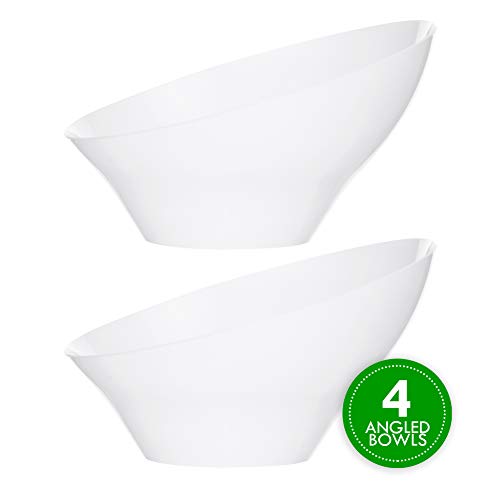 Plasticpro Disposable Angled Plastic Bowls Round Medium Serving Bowl, Elegant for Party's, Snack