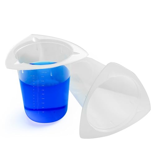 CryoKing 25個入り プラスチックビーカー 400ml 三角形の実験用計量カップ 目盛り付き透明液体容器 実験室科学実験用三角形ビーカー 家庭用ミキシング