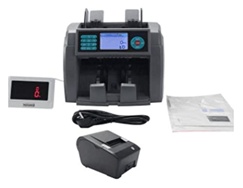 Máquina contadora de dinero de denominación mixta, detector de billetes falsificados para 5-7 tipos de monedas, clasificación y conteo de billetes de banco, restaurante (pantalla)