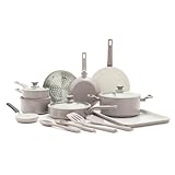 17-piece set includes: 5” Frypan, 8” Frypan, 10” Frypan, 2.8QT Sauté Pan with Lid, 1QT Saucepan with Lid, 2QT Saucepan with Lid, 5QT Stockpot with Lid, Steamer, 17” Cookie Sheet, Silicone Solid Spoon, Silicone Slotted Spoon, Silicone, Solid Turner, S...