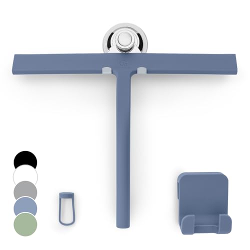 Gütewerk Duschabzieher SilikonAbzieher Duschabzieher Hygienischer Abzieher für Badezimmer, Duschwand & Fenster Badezimmer Zubehör 28cm Duschabzieher mit Halterung ohne Bohren
