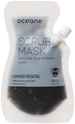 Océane Máscara Facial Esfoliante de Carvão Vegetal 4 Usos - Scrub...