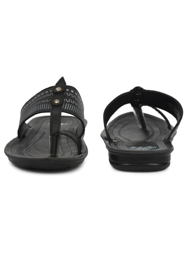 Image of Liberty A-HA Black & Tan Flip-Flops for Men - PU Slip-On Comfort