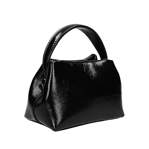 Bella Faux Leather Top Handle Grab Crossbody Bag in Black - Image 3