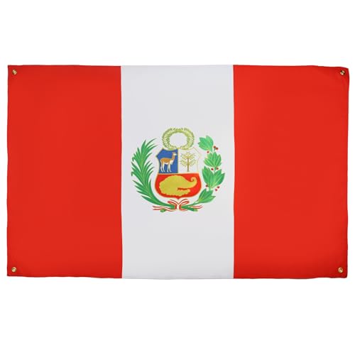 AZ FLAG Bandera Perú 150x90 cm con 4 ojales, bandera peruana para balcón o pared
