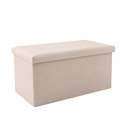 Coffre de rangement ottoman beige pour gagner de la place | Repose-pieds lin