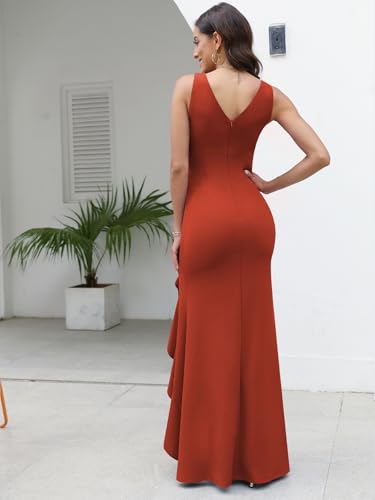 FQA Formal Evening Dresses for Women Elegant Evening Party Prom Dress Long Sexy V Neck Sleeveless Split Wrap