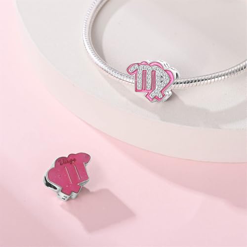 925 Sterling Silver Zodiac Signs Charms Fits Pandora Bracelets Constellation Bead Charm for Bracelets Necklace Pink with 5A Cubic Zirconia for Women Birthday Ceremony DIY Jewelry Gift2