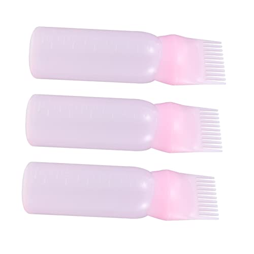 MUCKLILY 3Pcs Hair Dye Applicator Bottles with Root Comb and Graduated Scale Durable Hair Coloring Bottles for Salon Use for Scalp Treatments and Dry Cleaning