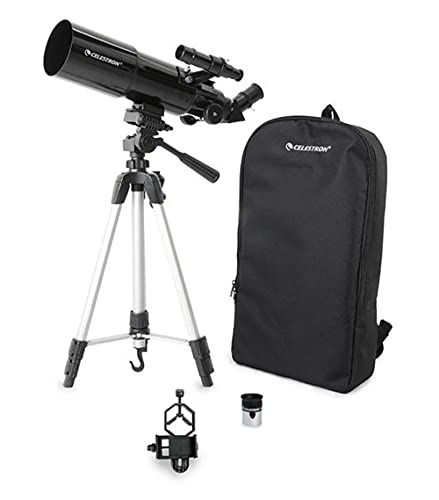 Image of Celestron Travel Scope 80 Portable Refractor Telescope - 80mm Aperture, Fully-Coated Glass Optics - Includes Tripod, Smartphone Adapter, Backpack & Software - Ideal for Beginners & Travel