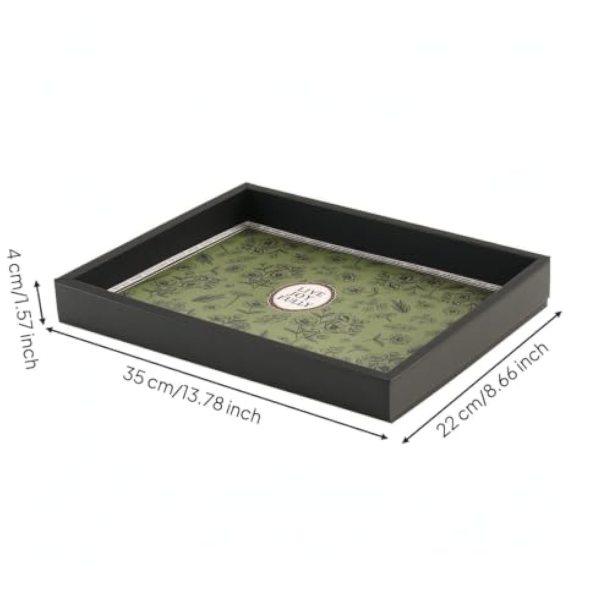 Slim Rectangular Catchall Tray with Green Botanical Print