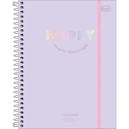 Planner SEMANAL, Happy 2026, 17,7 x 24 cm, LILÁS