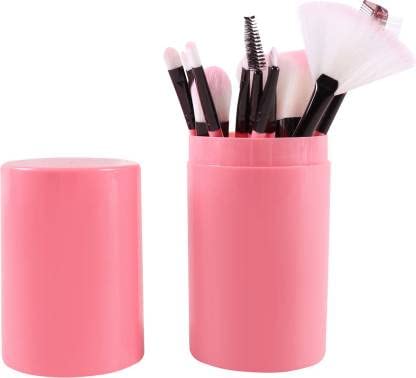 FABify 12-Piece Professional Makeup Brush Set with Storage Barrel (Pink) | Soft Synthetic Brushes for Face & Eyes | Cosmetic Tools for Blending, Contouring, Foundation & Eye Makeup 2