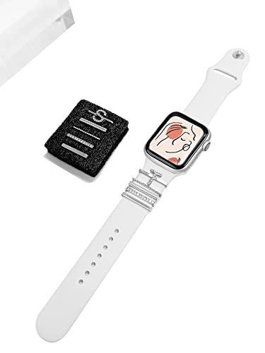 Image of 5Pcs Charms for Apple Watch band 41mm 45mm 40mm 44mm 38mm 42mm 46mm 49mm Women,Diamond+Metal Jewelry Decorative Ring For iWatch series 11 10 9 8 7 6 5 4 se 3 /2,Galaxy watch 7 /6 /5 /4,Strap Accessories