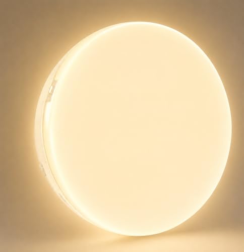 Image of OLIPS LED Bulkhead Light IP54 Waterproof Indoor /Outdoor Wall & Ceiling Light - Weatherproof, Shock Proof, Slim Plastic Surface-Mounted Fixture (18 WATT Round (Warm White), 1)