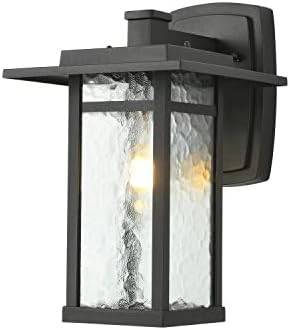 Smeike Outdoor Wall Sconces, 13.6”H LED Exterior Light Fixture, Matte Black Finish Exterior Wall Lanterns for Porch, Garage, Front. Water Glass