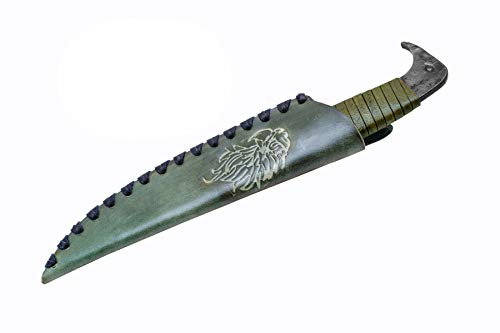 Toferner Viking Knife Bird Head, Vintage Nordic Hand Forged Knife with Genuine Leather Case, Hardened Blade, Original Gift Idea for Men (Green Eagle)