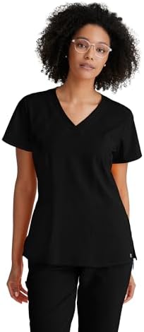 BARCO ONE – Women’s Racer Top, V-Neck Medical Scrub Top w/ 4 Pock...