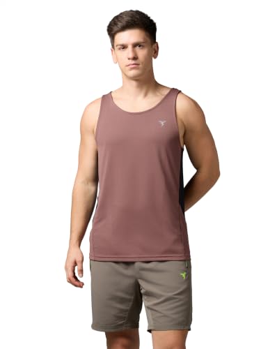 Image of TECHNOSPORT Men's Solid Slim Fit Scoop Neck Sports Innerwear Vest with TECHNOCOOL+ Quick Dry Anti Odour Anti Microbial 2 Way Stretch Soft & Smooth Activewear