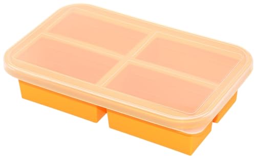 Slystar スープ 容器 冷凍アイスキューブ型 スーパーアイスキューブトレイ 1カップ x 1/2/3/4分割 BPAフリー スープ 食品級 型抜き容易 電子レンジ対応 防漏 耐熱 コンテナ 食品の残り物の準備 冷凍庫 残り物を凍らせて保存冷凍ベビーフ