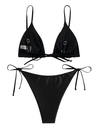 Image of ZAFUL Women's Triangle Bikini Floral String Bikini Set Two Piece Swimsuit Bathing Suits
