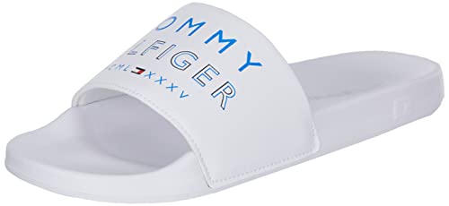 Tommy Hilfiger Herren Badeschuhe Embossed Pool Slide Badelatschen, Weiß...