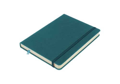 Image of Sketchbook Kangaro A5 Dark Turquoise PU Hard Cover 80 Sheets 140 g Cream Paper with Elastic Band and Ribbon