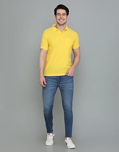 Image of INKKR Men's Polo Neck Half Sleeve Cotton Blend Regular Fit T-Shirt With Pocket
