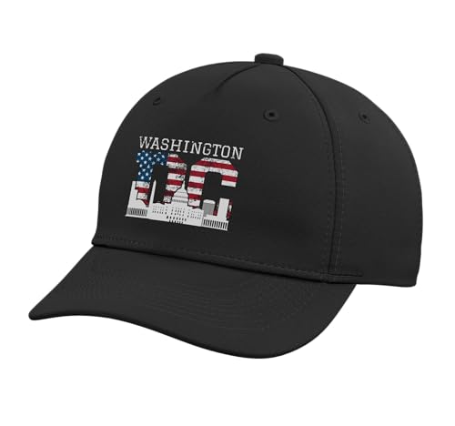 Washington DC Capitol Hill USA Flag Souvenir Hoodie Adjustable Printed Baseball Hat, Black