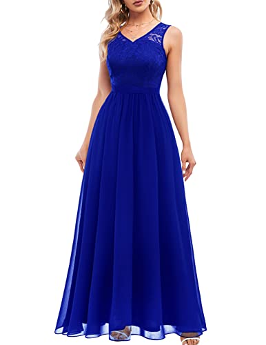 DRESSTELLS Damen Ballkleid Maxi Lang Abendkleider Chiffon Spitzen...