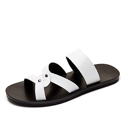 Slide Sandals For Men Open Toe Fixed Strap Lightweight Leather Non Slip Summer Slide Sandal